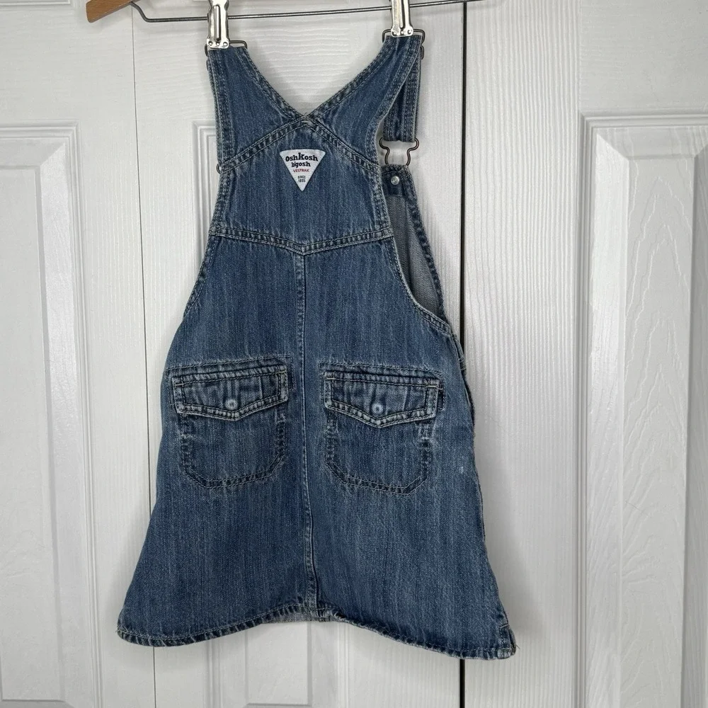 OshKosh b'gosh Girls Dress Size 5T Jean Jumper Overall‎ Vestbak Osh Kosh